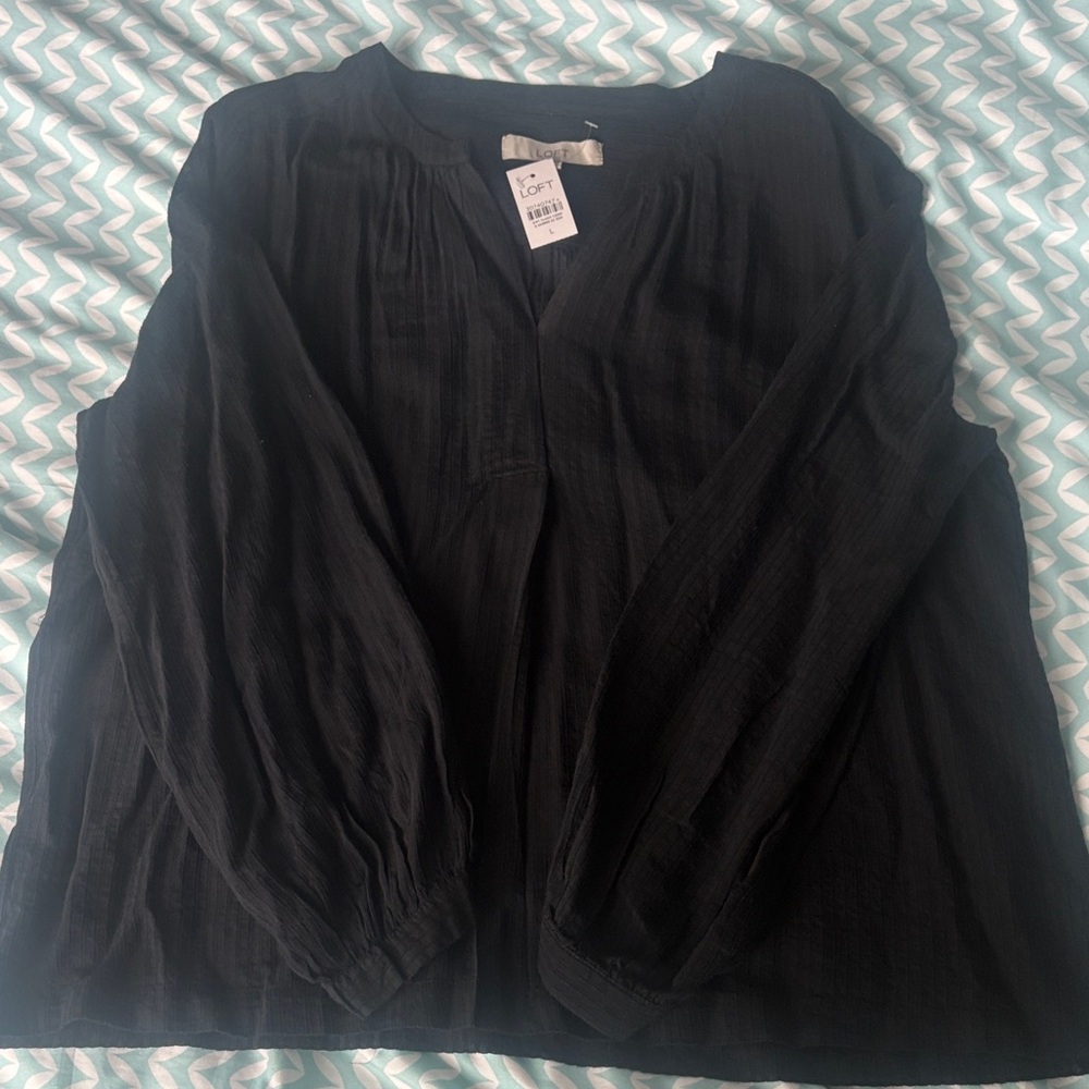 LOFT Black Long Sleeve Blouse